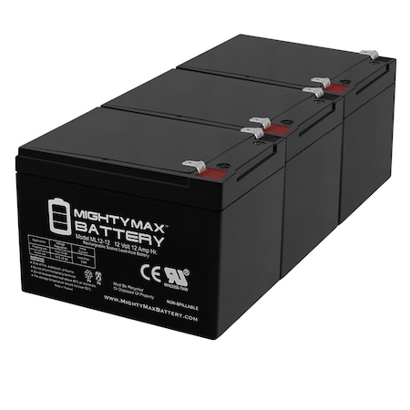 MIGHTY MAX BATTERY 12V 12Ah F2 Razor Battery fits MX500 MX650, W15128190003 - 3 Pack ML12-12F2MP338964